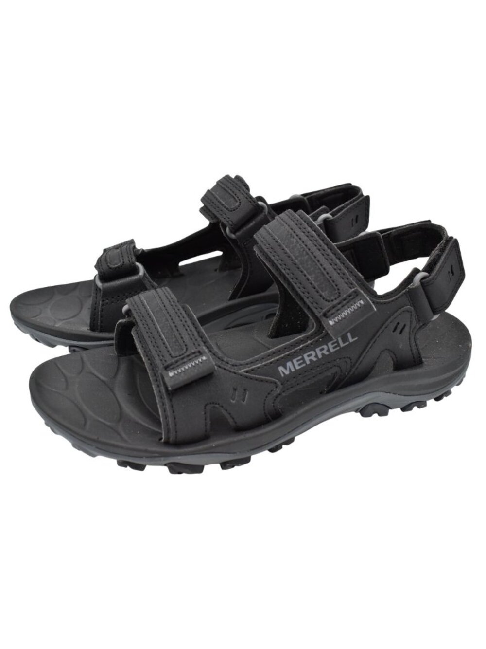Merrell Men 10 Huntington Sport Convertible Black Leather Open Toe Sandals Shoes